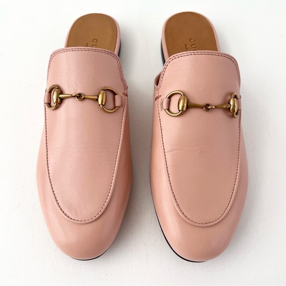 GUCCI | Light Pink Leather Princetown Horsebit Mules Slip On Loafers Flats 36 - Picture 2 of 11